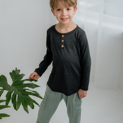 Baby/Kids Bamboo Henley Long-Sleeve Shirt