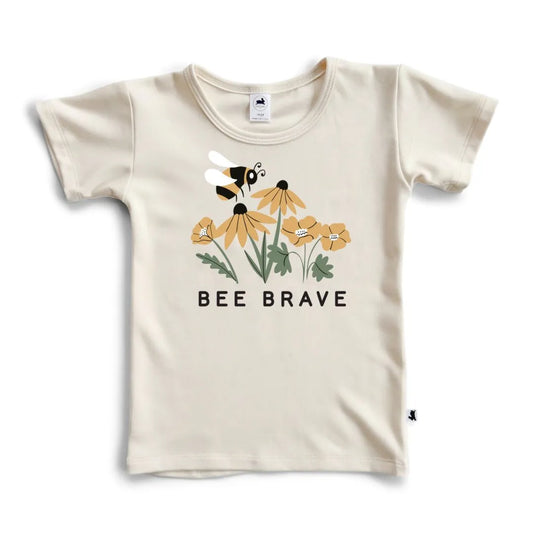 'Bee Brave' Bamboo Slim Fit T-shirt | Cream