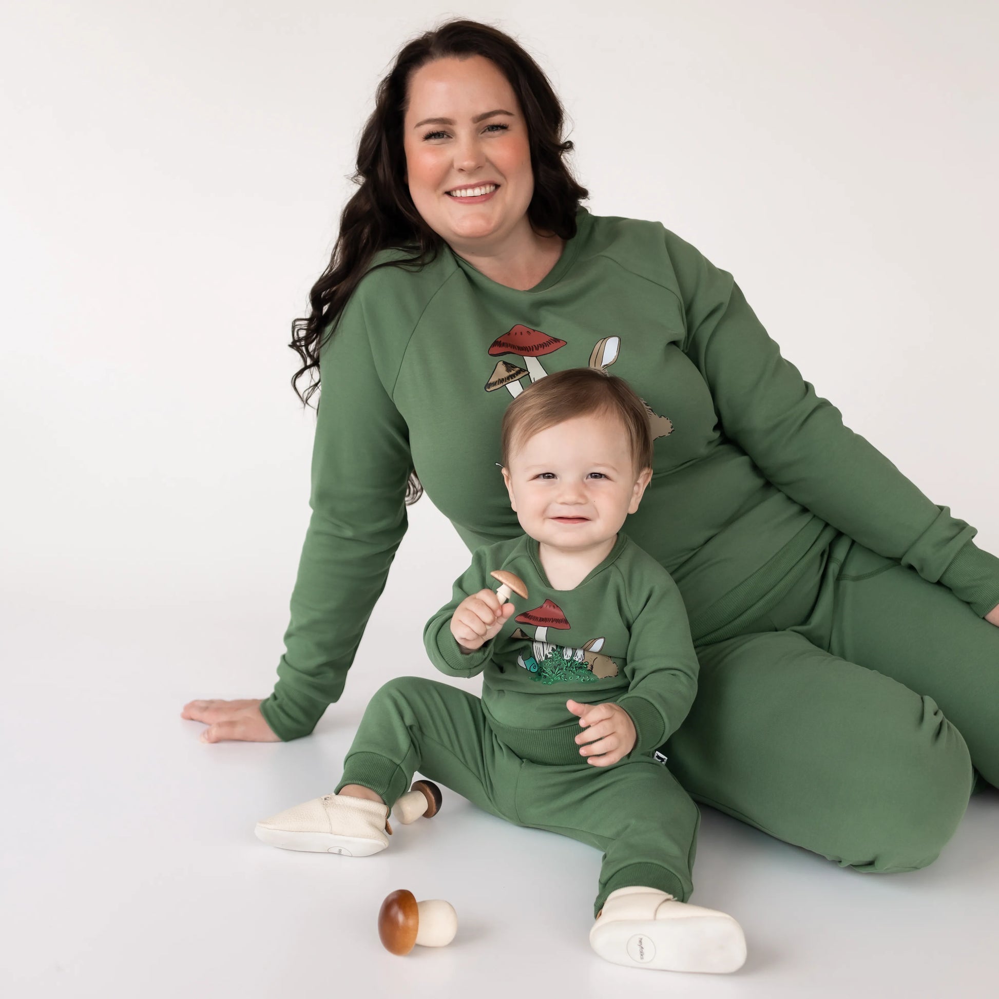 'Whimsical Rabbit' Bamboo Fleece-Lined Pullover | Leaf Green