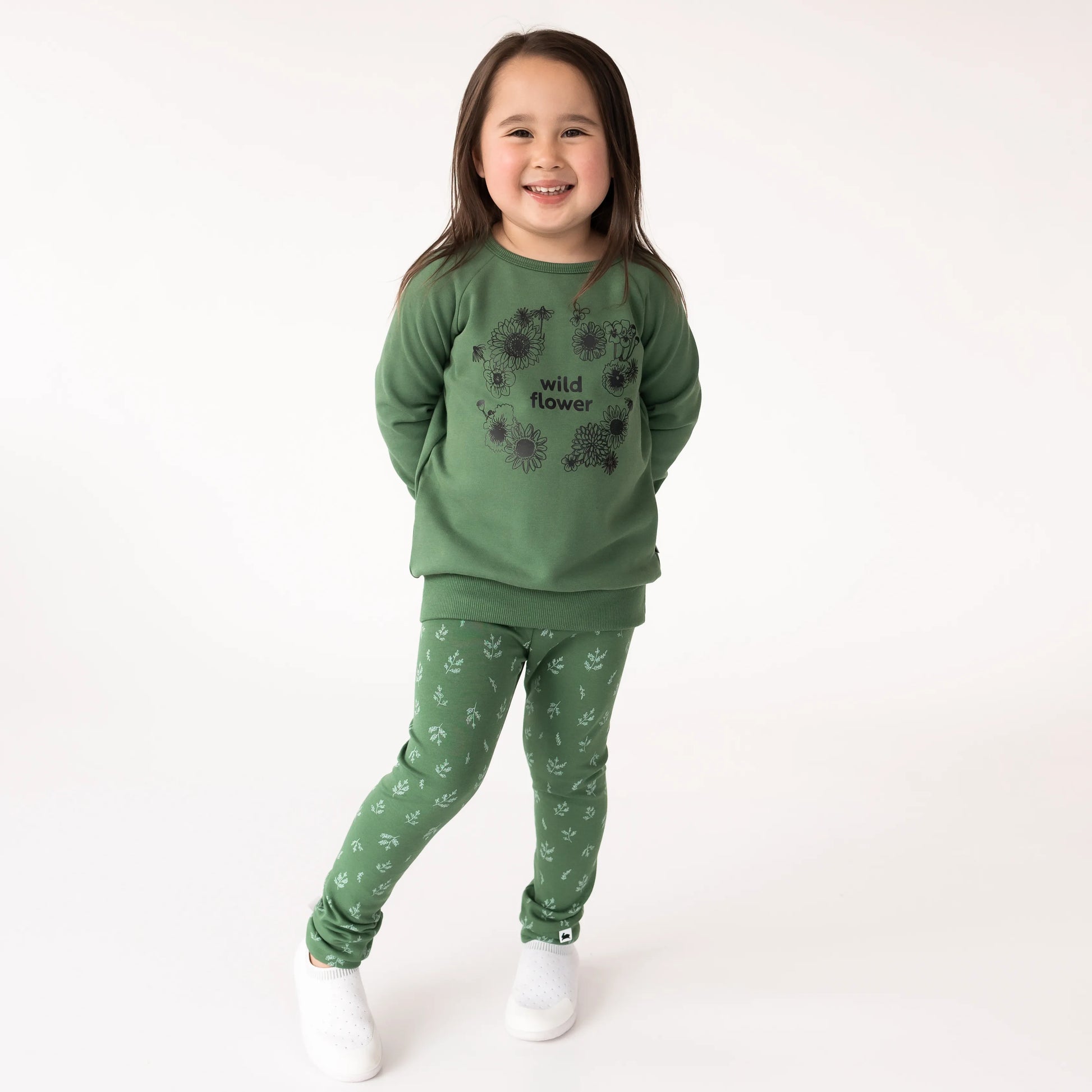 'Wildflower' Bamboo Fleece-Lined Pullover | Leaf Green