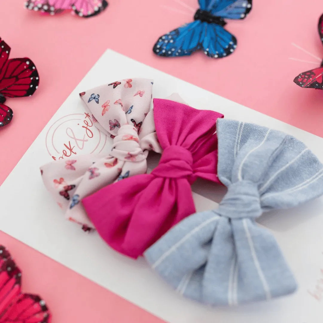 Pink Butterflies 3-Pack | Midi Bows