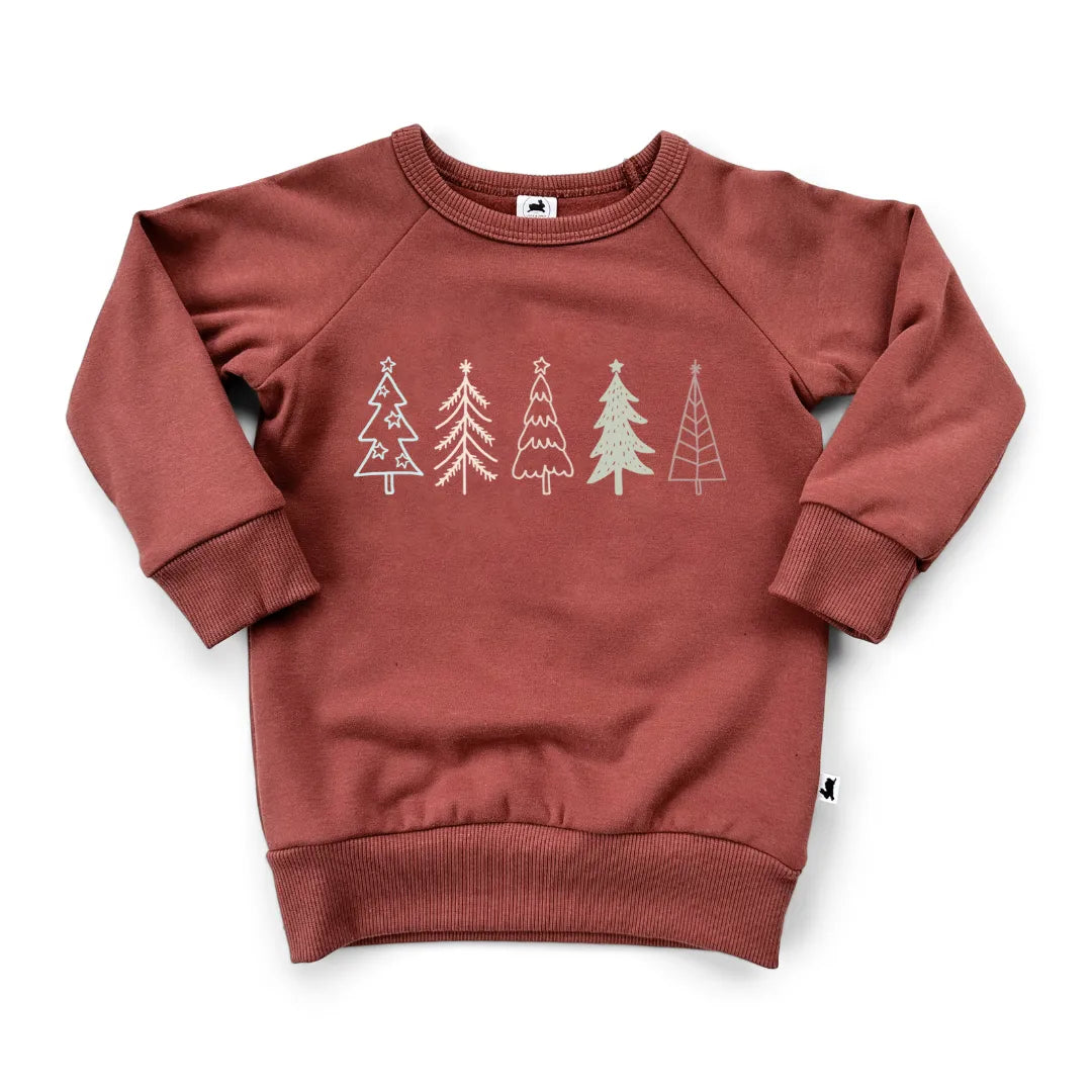 ‘Christmas Trees’ Fleece-lined Pullover | Burgundy