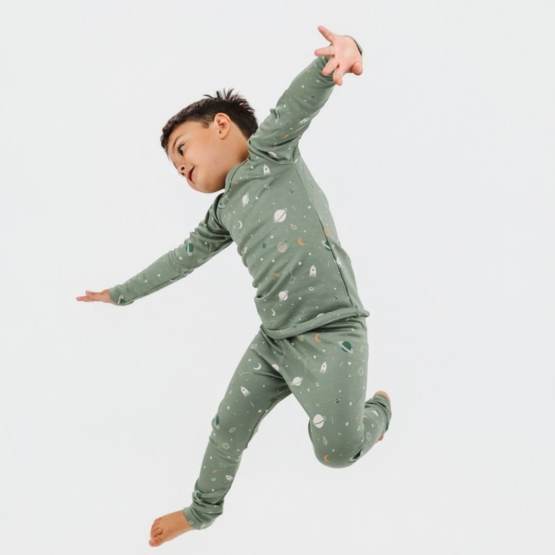 Kids' 2-Piece Bamboo Long Sleeve Snug-Fit Lounge Set | Outer Space
