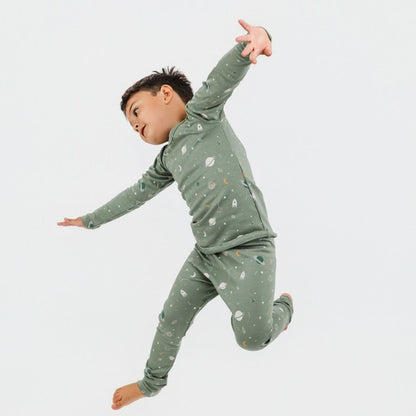 Kids' 2-Piece Bamboo Long Sleeve Snug-Fit Lounge Set | Outer Space