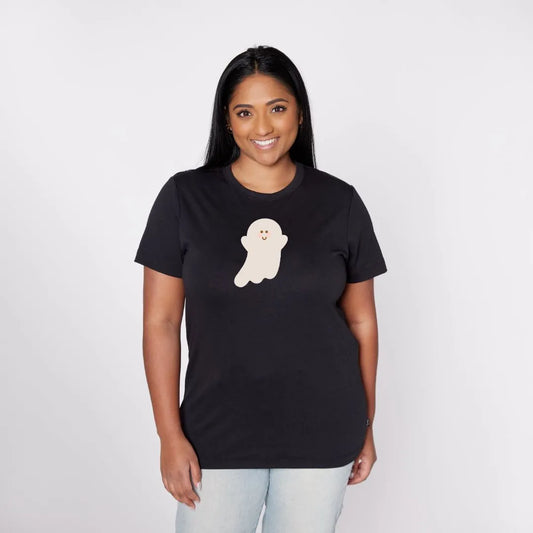 Adult Unisex Crewneck 'Friendly Ghost' T-Shirt | Black