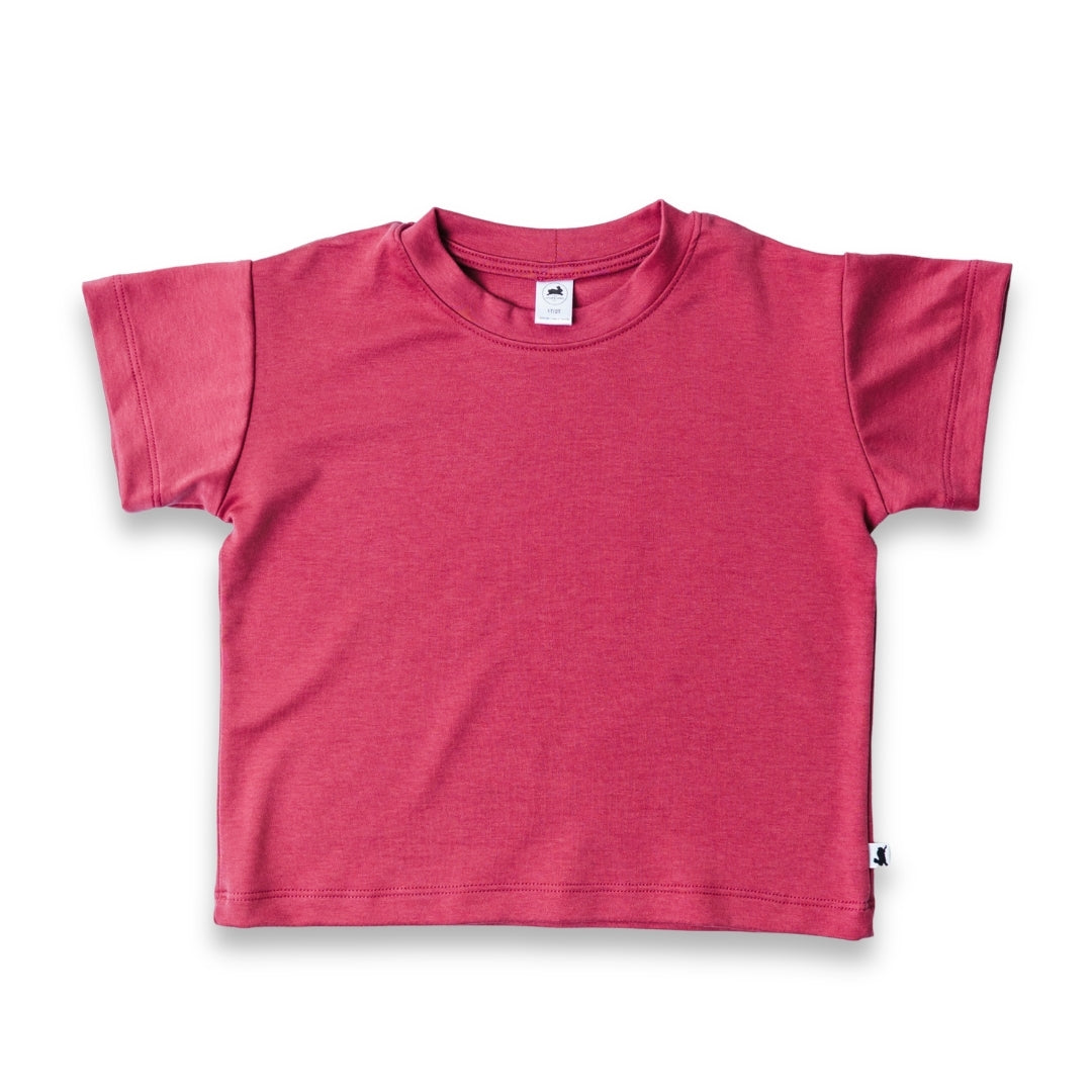 Kids' Bamboo Boxy T-Shirt | Pomegranate