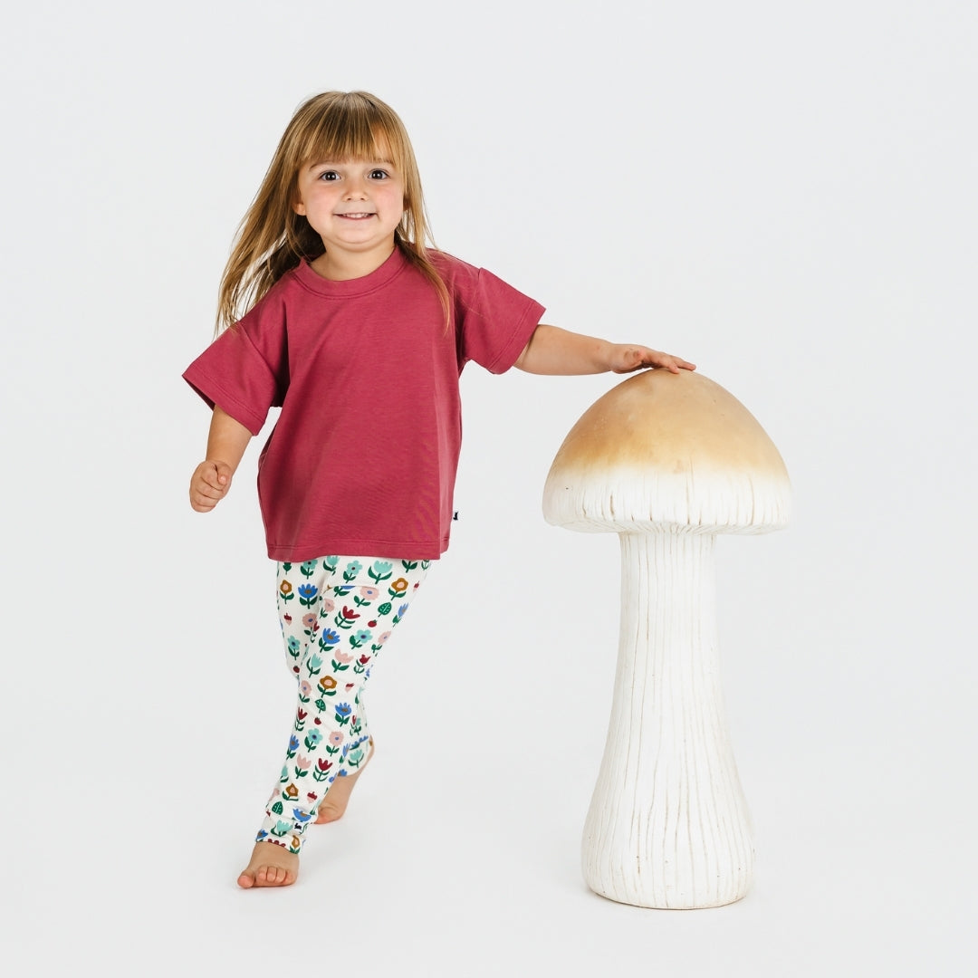 Kids' Bamboo Boxy T-Shirt | Pomegranate