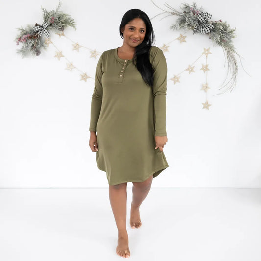 Women’s Long Sleeve Nightgown | Olive
