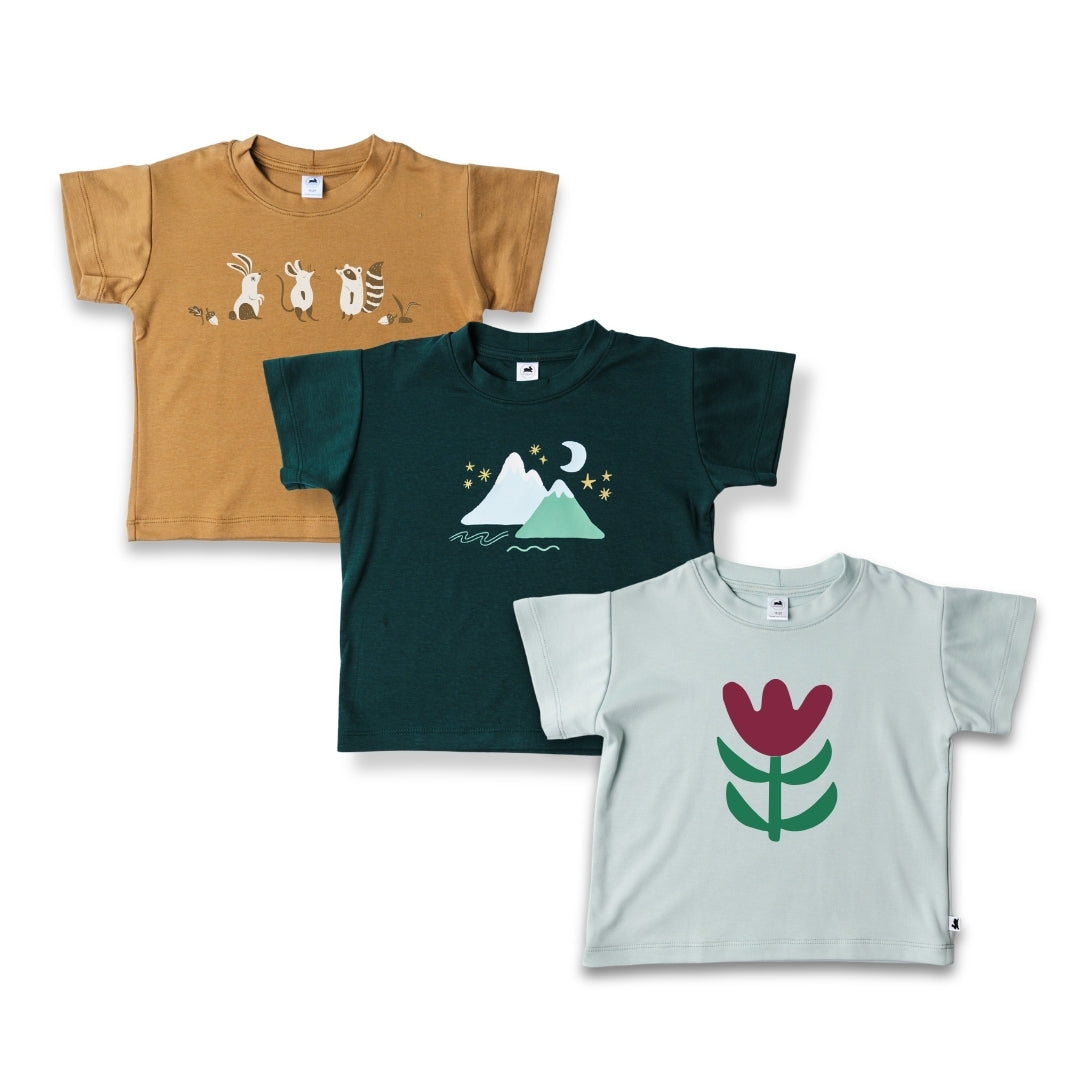 Kids' Bamboo Graphic Boxy T-Shirt | Mountain Moon on Juniper