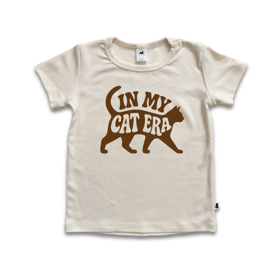 Baby/Kid's Bamboo Graphic T-shirt | In My Cat Era in Cream
