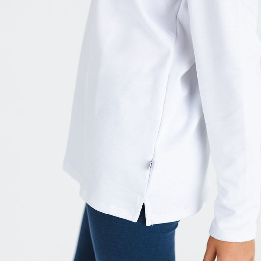 Kids' Bamboo Long Sleeve T-shirt with Side Slit | White