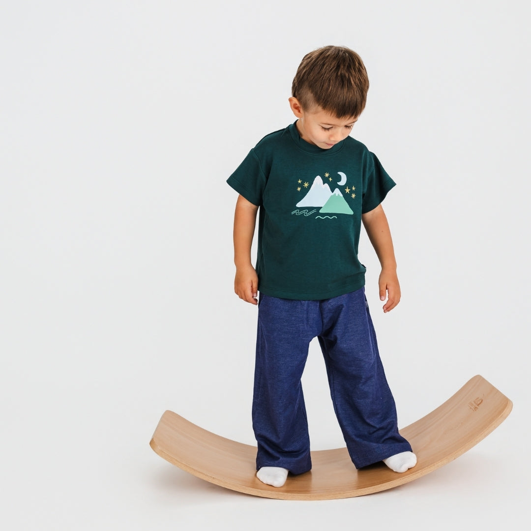 Kids' Bamboo Graphic Boxy T-Shirt | Mountain Moon on Juniper