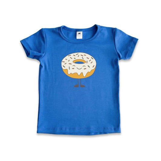 Baby/Kids Graphic Bamboo T-Shirt | Chocolate Donut On Leaf Green - additional view