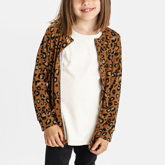 Youth Bamboo Cardigan | Bronze Leopard