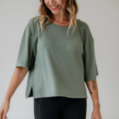 Ladies' Bamboo Cropped Boxy T-shirt