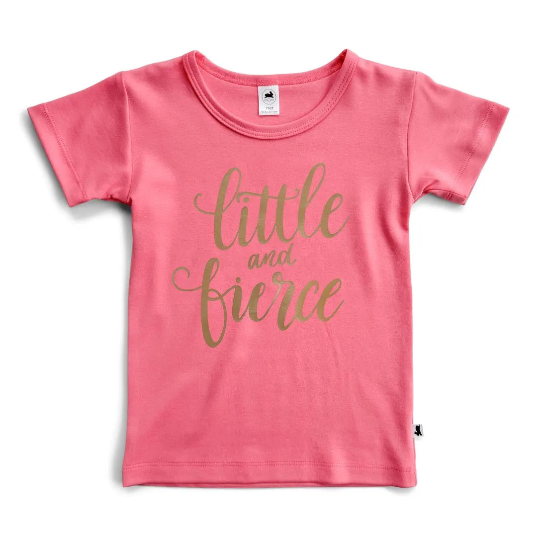 'Little & Fierce' Bamboo Slim Fit T-Shirt | Flamingo Pink