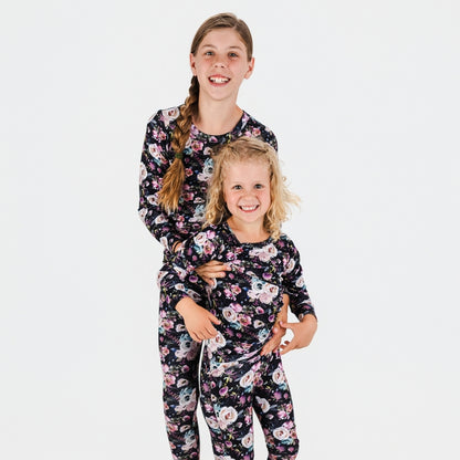 Youth 2-Piece Bamboo Long Sleeve Snug-Fit Lounge Set | Watercolour Floral