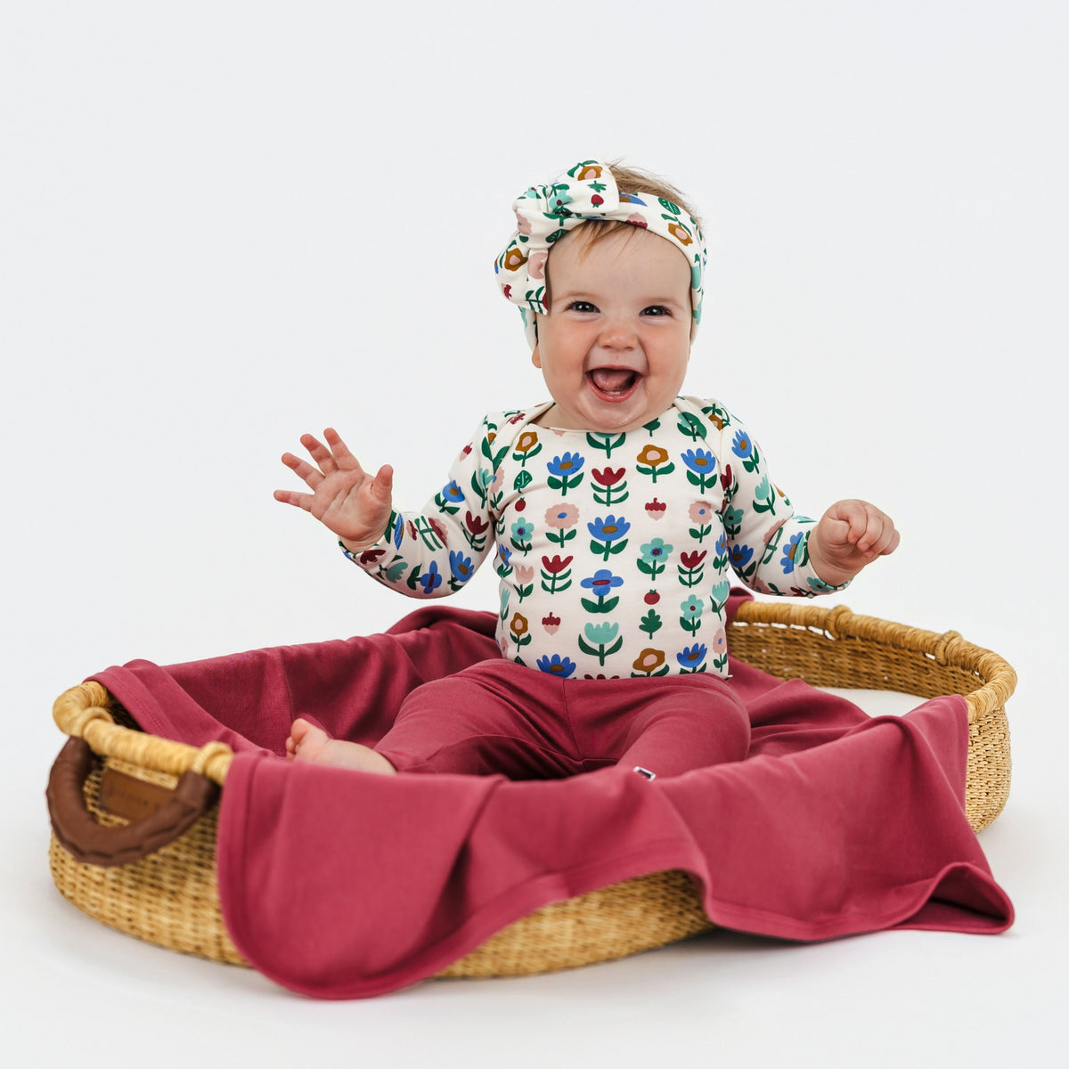 Baby Bamboo Long-Sleeve Bodysuit | Block Floral