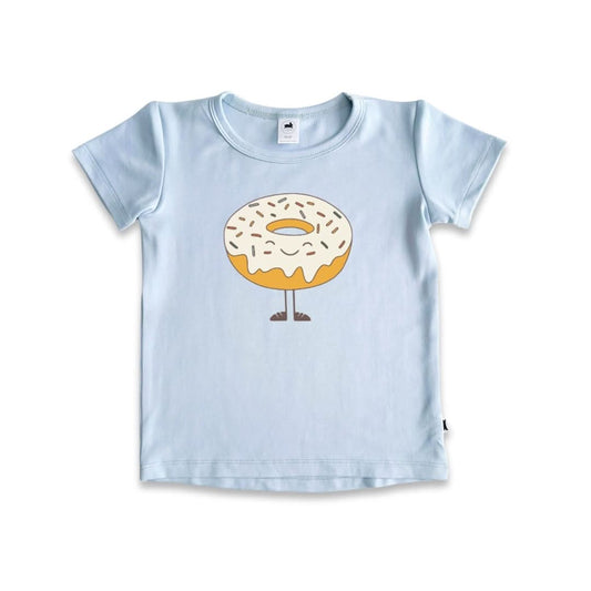 Baby/Kids Graphic Bamboo T-Shirt | Chocolate Donut On Leaf Green - additional view