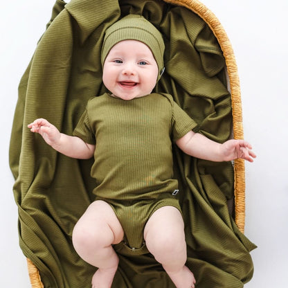 Baby Bamboo Bodysuit | Olive Rib