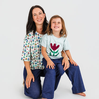 Kids' Bamboo Graphic Boxy T-Shirt | Wonder Bloom on Misty Blue