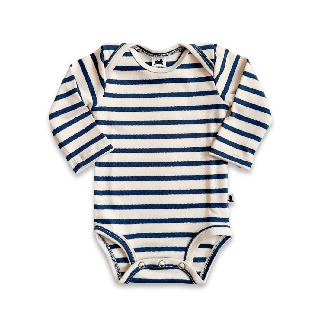 Baby Long-Sleeve Bamboo Bodysuit | Navy Stripe
