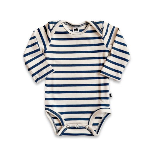Baby Long-Sleeve Bamboo Bodysuit | Navy Stripe