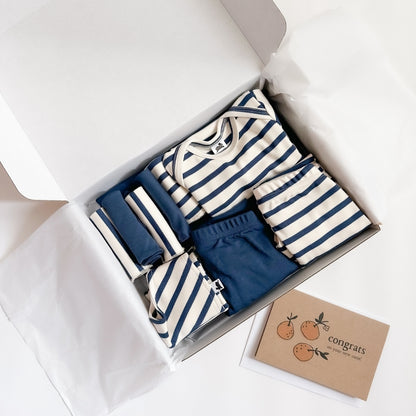 Bamboo Baby Capsule Gift Box | Navy Stripe & Navy