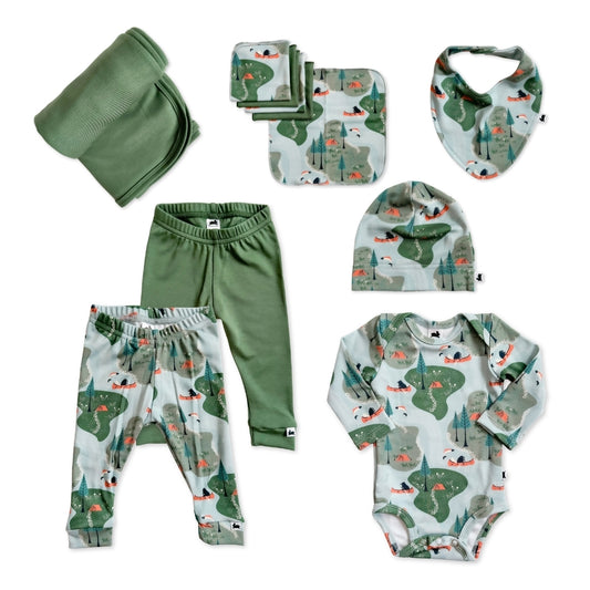Bamboo Baby Capsule Gift Box | Camping & Leaf Green