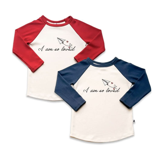 Baby/Kids' Bamboo Baseball Graphic Baseball Shirt | "I Am So Loved" | Berry & Cream - additional view alt_lovenote