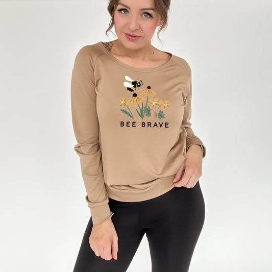 Women's 'Bee Brave' Bamboo Scoop-Neck Pullover | Doeskin