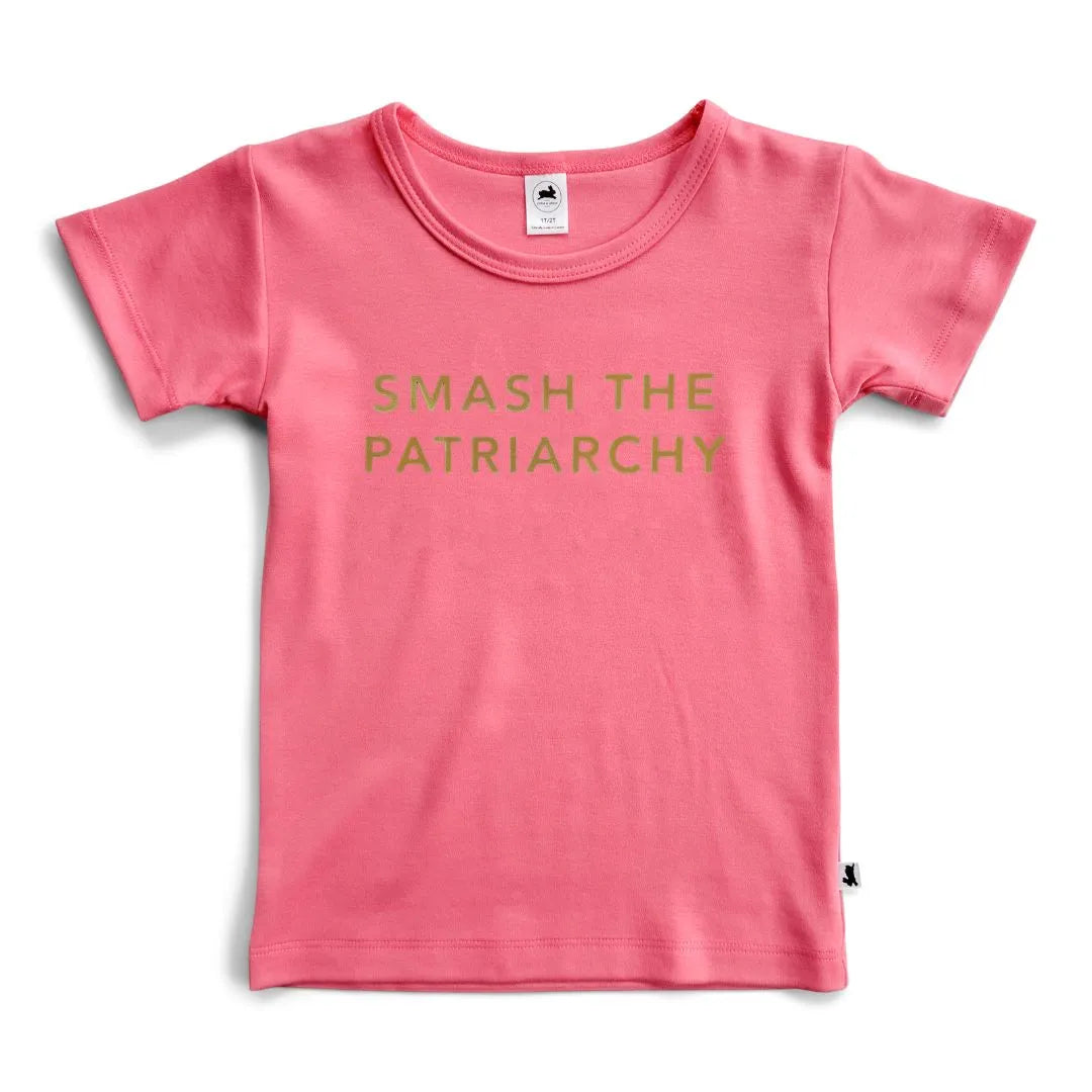 'Smash the Patriarchy' Bamboo Slim Fit T-Shirt | Flamingo Pink