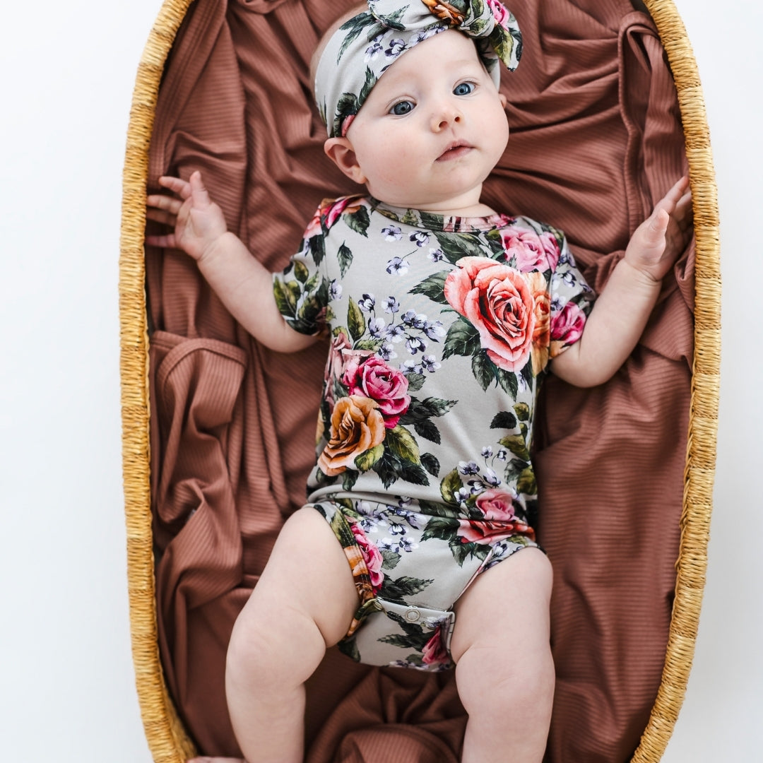 Bamboo Baby Capsule Gift Box | Antique Floral & Terracotta Rib