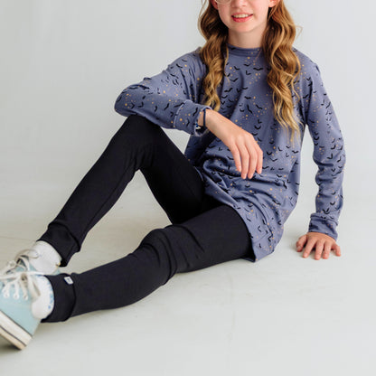 Youth Bamboo All-Over Print Raglan Pullover | Batty Twilight