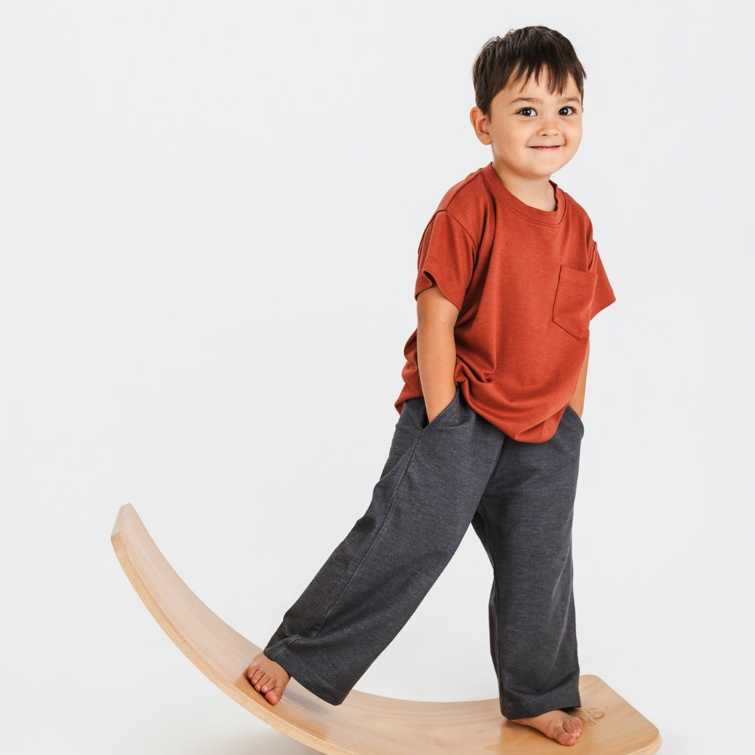 Kids' Bamboo Boxy Pocket T-Shirt | Burnt Brick