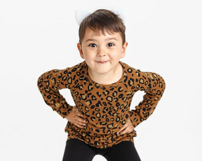 Baby/Kids' Bamboo All-Over Print Raglan Pullover | Bronze Leopard