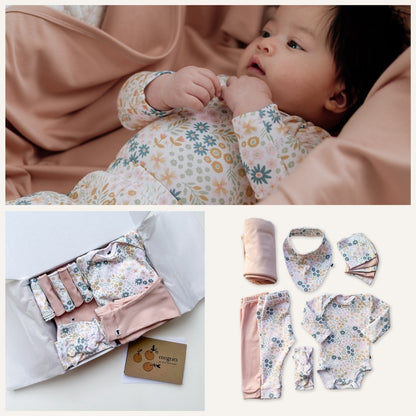 Bamboo Baby Capsule Gift Box - Pastel Blooms & Rosewood