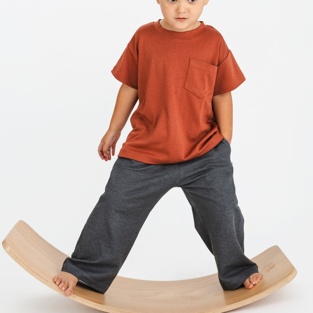 Kids' Bamboo Boxy Pocket T-Shirt | Burnt Brick