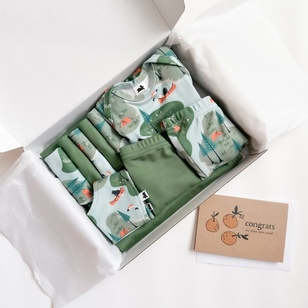 Bamboo Baby Capsule Gift Box | Camping & Leaf Green