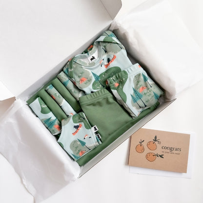 Bamboo Baby Capsule Gift Box | Camping & Leaf Green