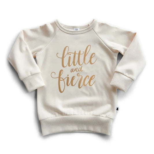 'Little & Fierce' Bamboo Fleece-lined Pullover | Cream