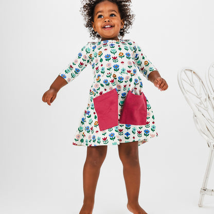 Baby/Kids' Bamboo Clementine Dress | Block Floral