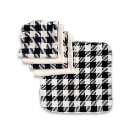 Bamboo Baby Washcloths (Pack of 5) | Bison Plaid & Cream