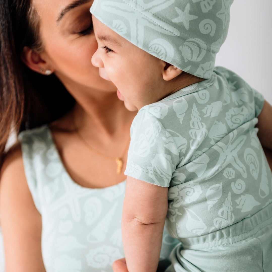 Bamboo Baby Short-Sleeved Onesie | Tidal Blue - additional view