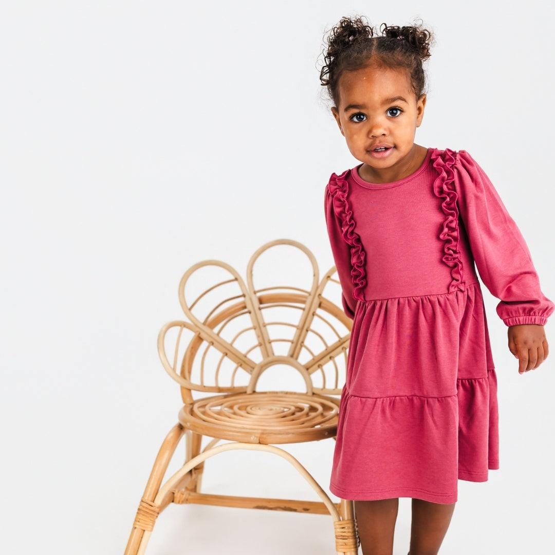 Kids' Bamboo Tiered Ruffled Dress | Pomegranate