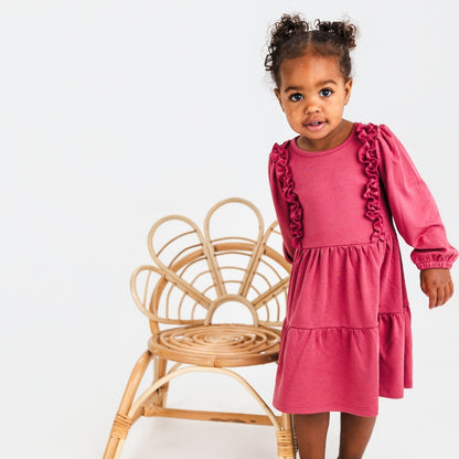 Kids' Bamboo Tiered Ruffled Dress | Pomegranate