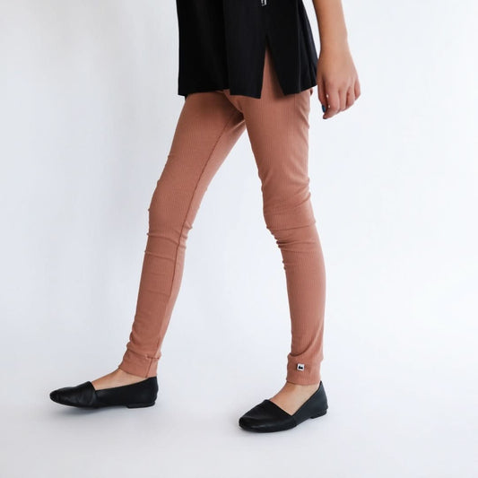 Youth Bamboo Leggings | Terracotta Rib