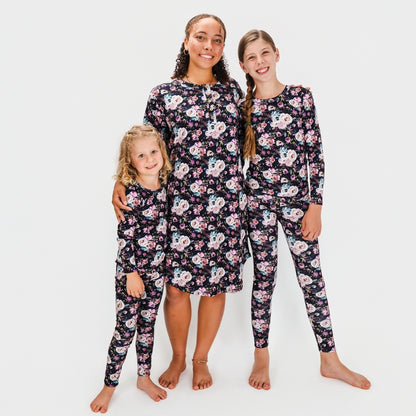 Kids' 2-Piece Bamboo Long Sleeve Snug-Fit Lounge Set | Watercolour Floral