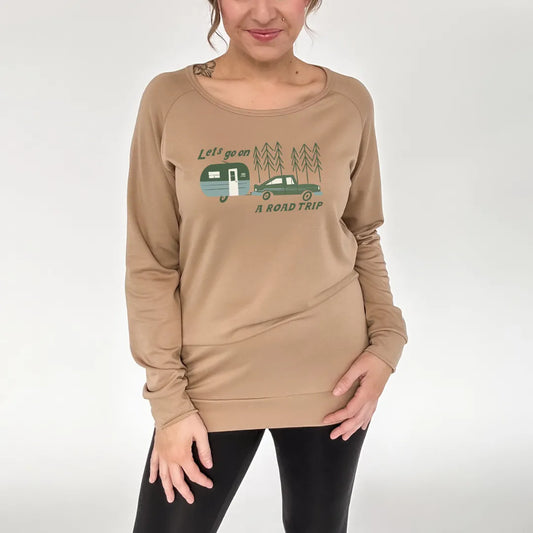 Women's 'Let's Go On A Roadtrip' Bamboo Scoop-Neck Pullover | Doeskin