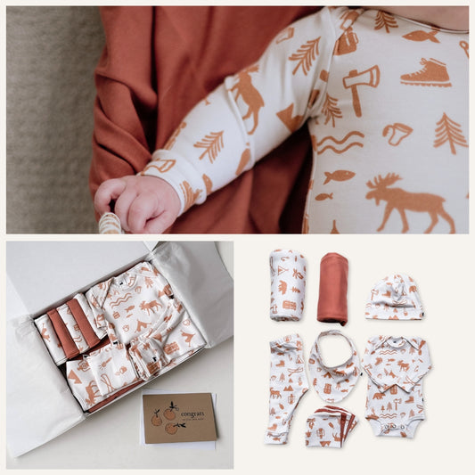 Bamboo Baby Capsule Gift Box - Adventure & Burnt Brick